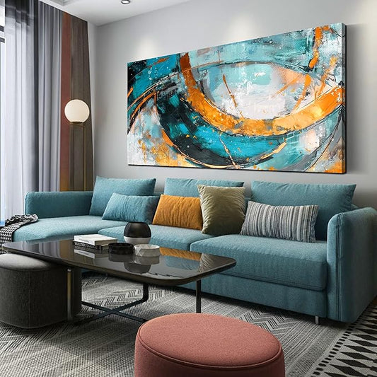 LAOTOART Abstract Wall-Art - Teal Wall Decor Living Room - Contemporary Wall Art Women Ready to Hang Size 29" x 59"