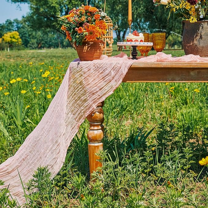 10 Pack Blush Pink Table Runners Gender Reveal Decorations 10Ft Cheese Cloth Table Runner Baby Bridal Shower for Girl Decorations Romantic Long Table Runners for Wedding Decoration