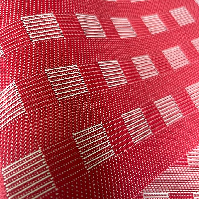 Placemat,Blending Color Durable Woven Vinyl Placemat Washable Heat-Resistant Anti-Skid Kitchen Dining Table Mats (Set of 8, Red)