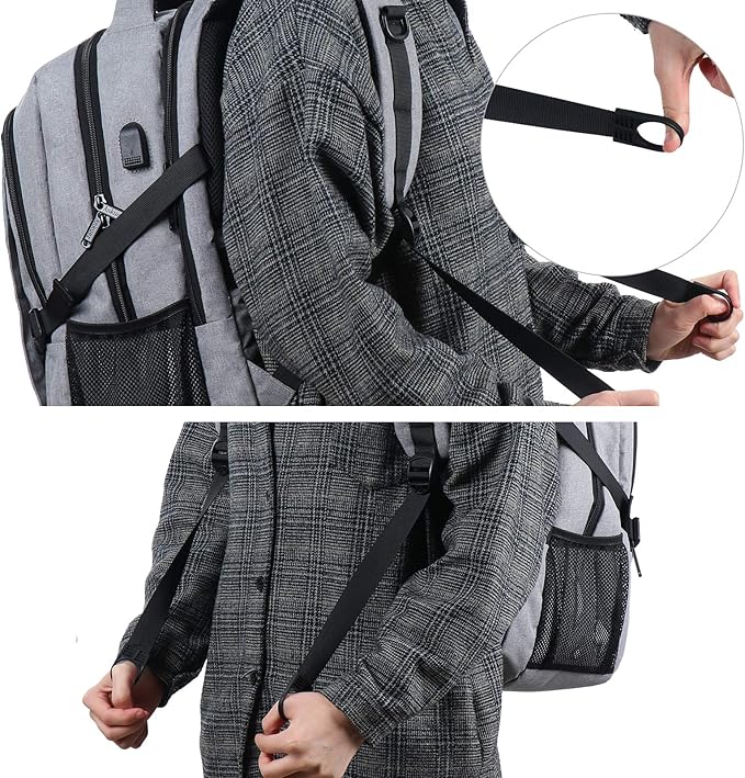 ANKUER Backpacks for Men Women, Backpack Fits Up 15.6 in Laptop Backpack for Travel, Backpacks with USB Charging Port, Work Business Backpack for Women (Grey)