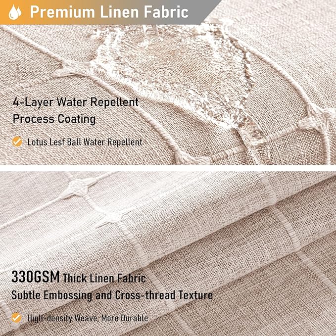 BTTN Boho Stall Shower Curtain, 36x72 Narrow Linen Ultra Thick Fabric Tassel Shower Curtain set with 6 Plastic Hooks, Small Walk In Modern Farmhouse Chic Country Shower Curtain for Bathroom, Tan/Taupe