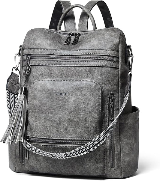 Shrrie Vegan Leather Laptop Backpack for Women 15.6 inch Work Backpack Fashion Travel Backpack Purse for Travel College Work