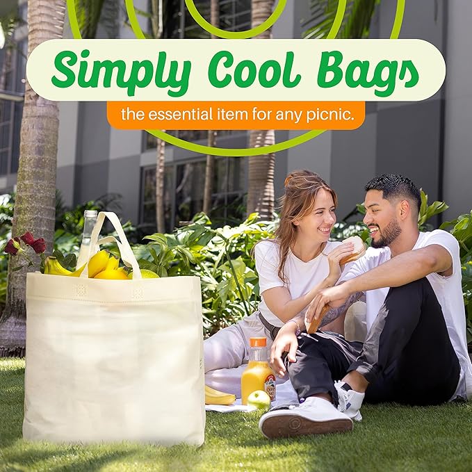 Simply Cool 200 Pack Reusable Eco-Friendly Large Grocery Shopping Bags 14.5"x14"x6.6" Durable Recyclable Washable Foldable Portable Tote Bags Bulk