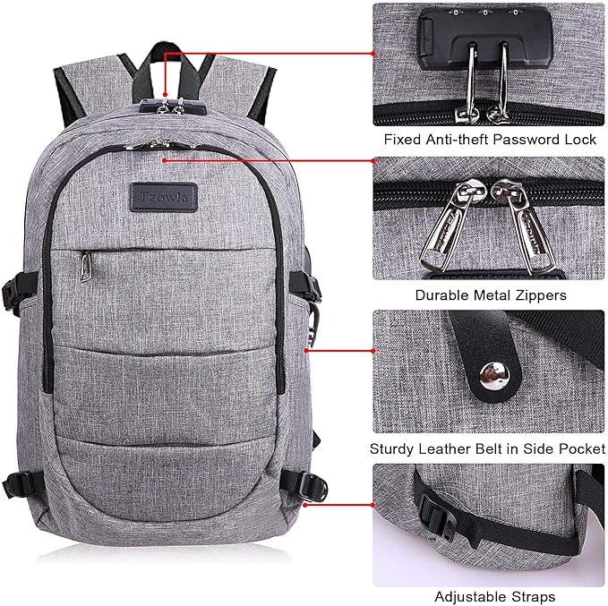 Travel Laptop Backpack Water Resistant Anti-Theft Bag with USB Charging Port and Lock 17.3 Inch Computer Business Backpacks for Women Men Gift,Bookbag Casual Hiking Daypack