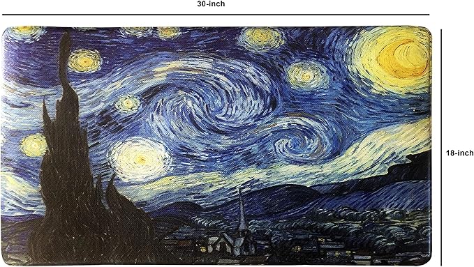 UpNUpCo Artistic Beautiful Anti Fatigue Kitchen Floor Mat - Unique Floor Mats - Pain Relief Padded Kitchen Mats - Floor Mats For In Front Of Sink - Memory Foam 30" X 17.5" X 10mm StarryNight