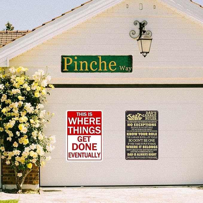 Funny Metal Garage Tin Sign Garage Signs For Men Shop Accessories Garage Vintage Man Cave Signs Personalized Metal Garage Sign This Is Where Things Get Done Eventually Wall Art Decor 8x12 Inch