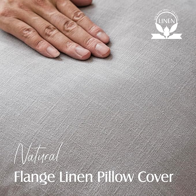 Foindtower Pack of 2, Decorative Linen Soild Throw Pillow Covers Soft Accent Cushion Case Boho Farmhouse Pillowcase for Chair Couch Sofa Bedroom Living Room Home Decor 20 x 20 Inch Light Rustic Gray