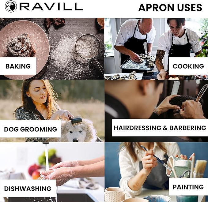 Waterproof Apron For Men and Women - 2 Pockets - 35", Black - Multi Purpose Work Aprons for Dishwashing, Dog Grooming