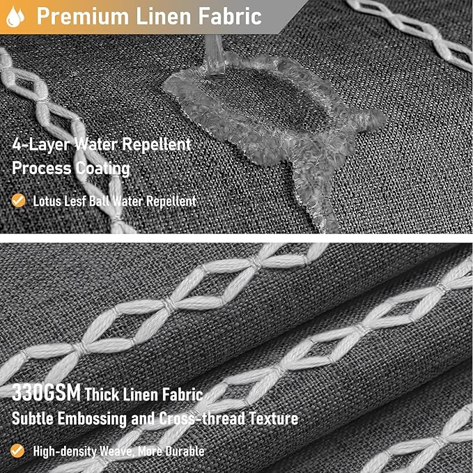 BTTN Boho Shower Stall Curtain - 36x72 Narrow Linen Thick Striped Tassel Fabric Shower Curtain Set with 6 Hooks, Modern Farmhouse Cottage Decorative Cloth Shower Curtains for Bathroom - Charcoal Grey