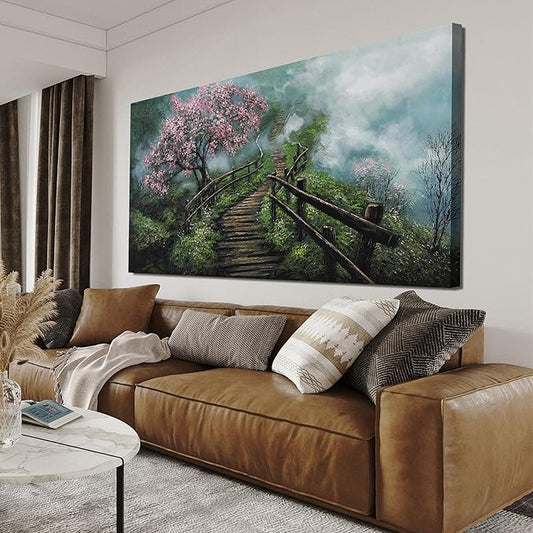 Canvas Wall Art Decor Wall Art Pictures for Living Room Tree of Life Wall Art Prints Canvas Art Wall Decor Foggy Trail Artwork for Walls Tree Flower Wall Art Decor for Room Home Office Wall Decor 20" X 40"