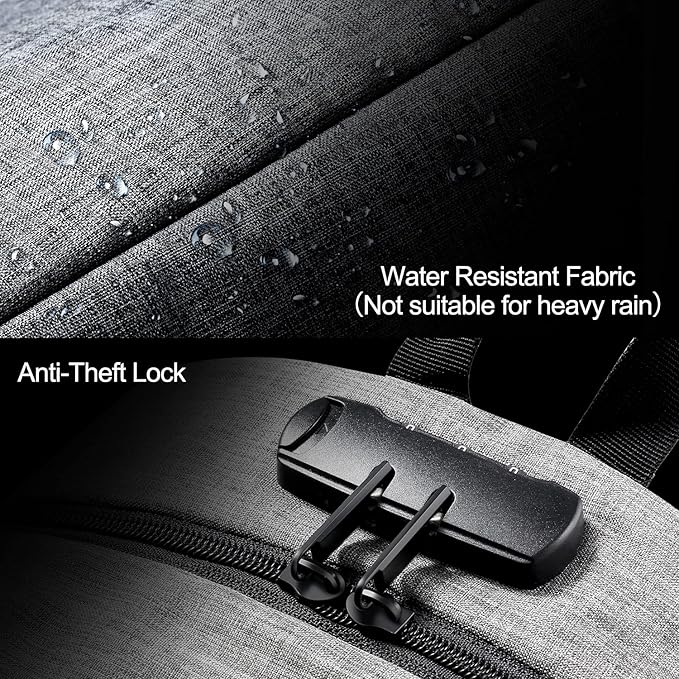 Laptop Backpack for unisex,Anti Theft Water Resistant Travel Work Backpack with USB Charging and Lock 15.6 Inch Computer Bag, Grey