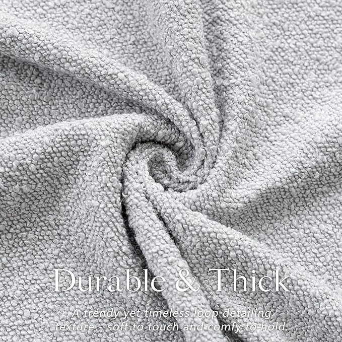 Foindtower Pack of 2 Textured Boucle Throw Pillow Covers Accent Solid Decorative Pillow Cases Cozy Woven Couch Cushion Case for Chair Sofa Bedroom Living Room Home Decor, 18 x 18 Inch,Light Grey