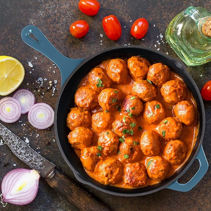 Utopia Kitchen Cast Iron Frying Pan 10.25 Inch, Cast Iron Chefs Pan, Pre Seasoned Skillet, Safe Grill Cookware for Indoor & Outdoor Use, Teal