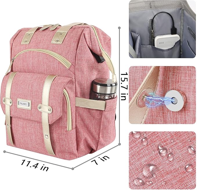 FALANKO Backpack for Women,Wide Open Work Large USB Charging Port Student Bookbag for 15.6 Inch Laptop,Doctor Teacher Nurse College School Travel Bag,Water Resistant Laptop Bookbag Computer Back Pack