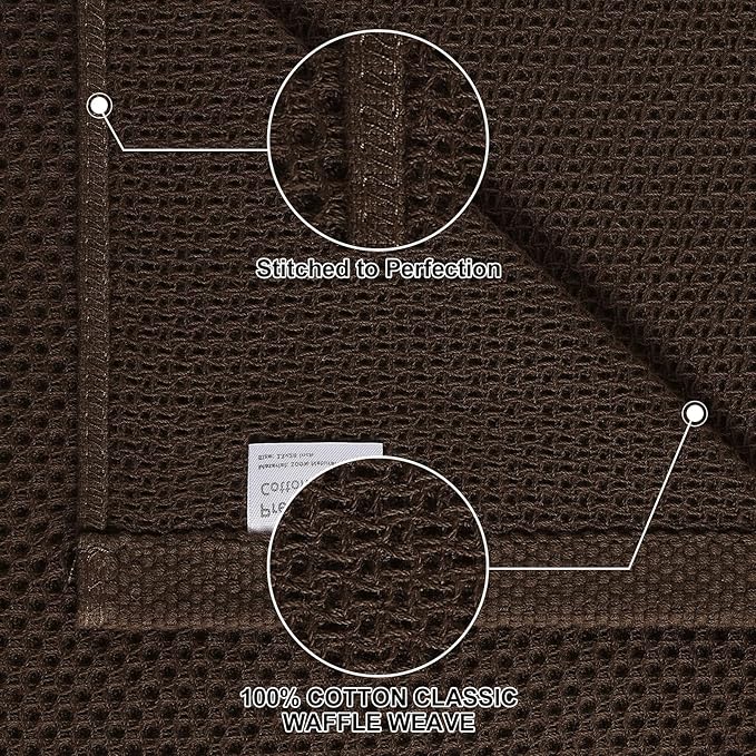 Homaxy 100% Cotton Kitchen Towels and Dishcloths Set, 12 x 12 Inches and 13 x 28 Inches, Set of 12 Bulk Kitchen Towels Set, Ultra Soft Absorbent Dish Cloths for Washing Dishes, Dark Brown