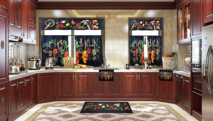 UpNUpCo Artistic Beautiful Anti Fatigue Kitchen Floor Mat - Unique Floor Mats - Pain Relief Padded Kitchen Mats - Floor Mats For In Front Of Sink - Memory Foam 47"X17.5"X10mm Spicy Spice