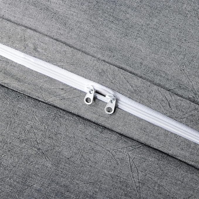 JELLYMONI Black 100% Washed Cotton Duvet Cover Set, 3 Pieces Ultra Soft Bedding Set with Zipper Closure. Solid Color Pattern Duvet Cover King Size(No Comforter)