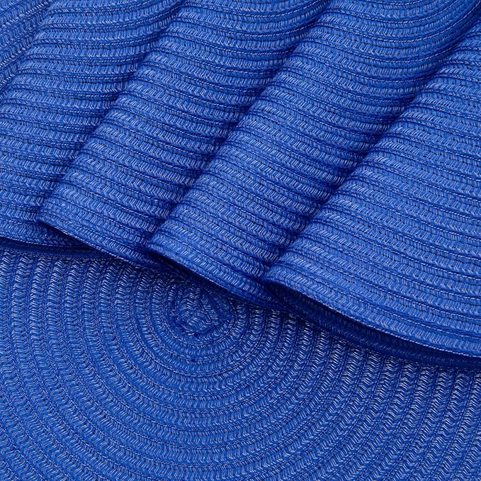 SHACOS Round Placemats Set of 6 Washable 15 inch Round Table Mats Cotton Polyester Woven Braided Place Mats for Dining Table (Blue, 6)