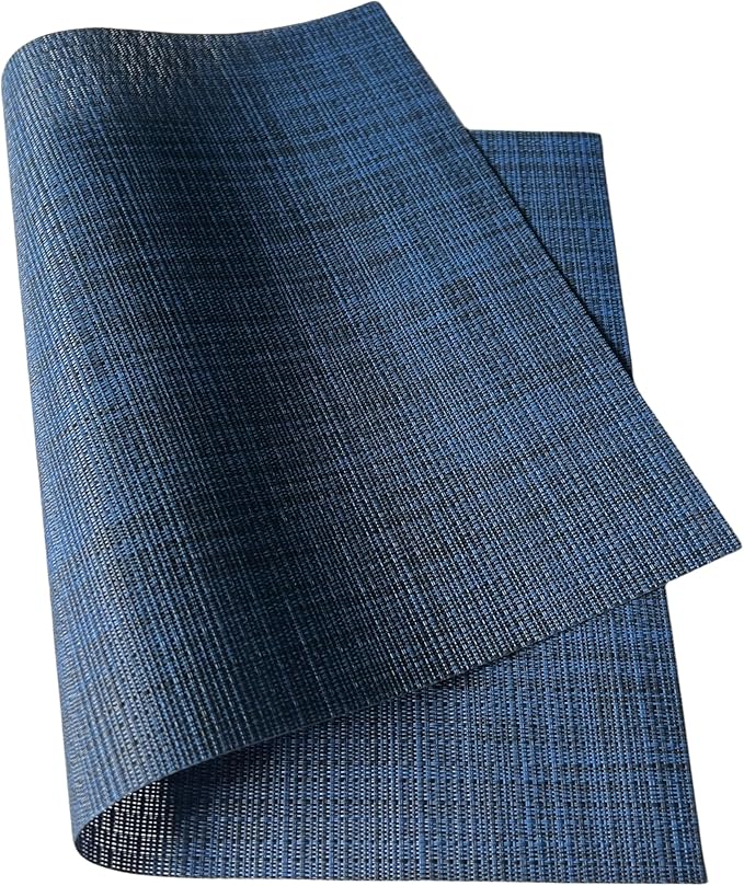 WAZAIGUR Placemats Set of 6 for Dining Table Heat-Resistant Washable Place Mats Woven Vinyl Kitchen Table Mats Easy to Clean,Navy Blue