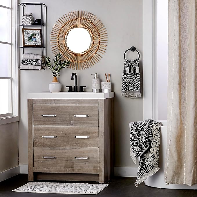 SKL Home Nador 2 Bath, 2 Hand Towel Set, Black