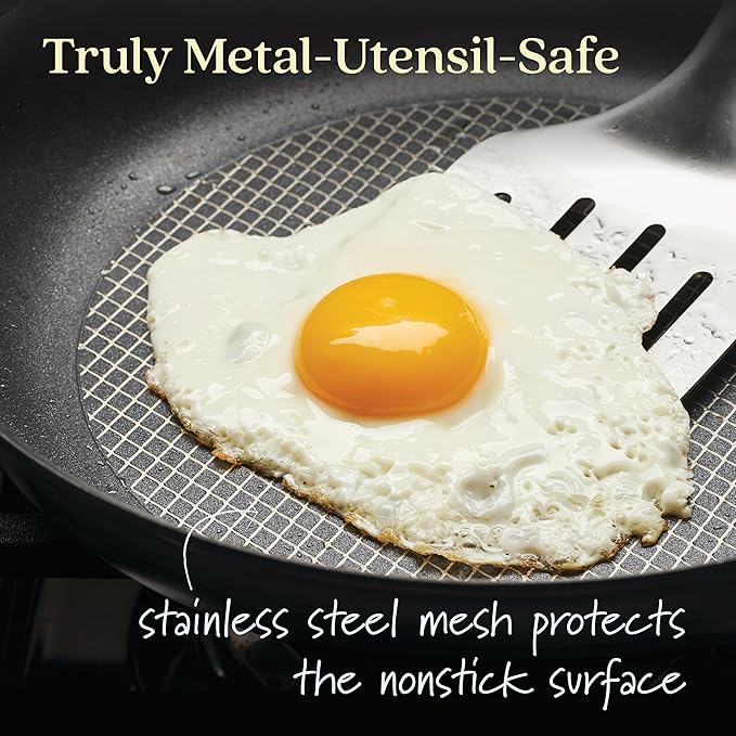 Anolon X Hybrid Nonstick Cookware Frying Pans/Skillet Set, Induction Suitable, 8 Inch, 10 Inch, and 12 Inch - Charcoal Gray