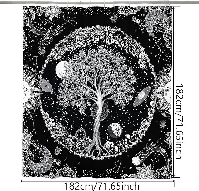 Bohemian Bathroom Curtain Colorful Boho Floral Print Beautiful Bright Polyester Fabric Cloth Shower Curtain for Bathroom Decoration, 72"x72"