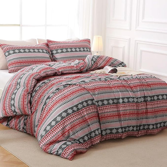 MUXHOMO Duvet Cover King Size 3 Pieces Floral Duvet Cover with Boho Flower Patterns Soft Microfiber Bedding Set with Zipper Closure 4 Ties (2 Pillow Cases 20"x36")