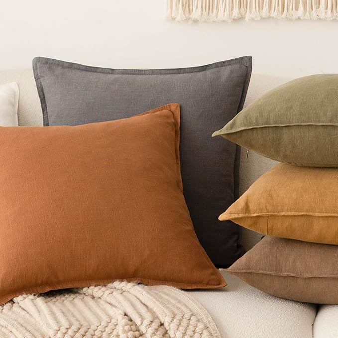 Foindtower Pack of 2, Decorative Linen Soild Throw Pillow Covers Soft Accent Lumbar Cushion Case Boho Farmhouse Pillowcase for Chair Couch Sofa Bedroom Living Room Home Decor 12 x 20 Inch Grey