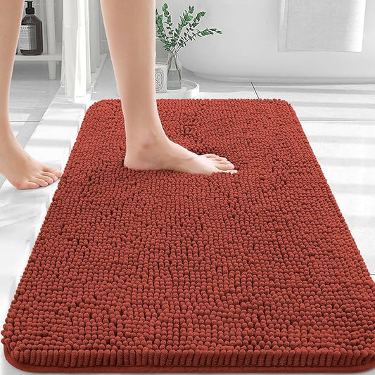 OLANLY Bathroom Rugs 30x20, Extra Soft Absorbent Chenille Bath Rugs, Rubber Backing Quick Dry, Machine Washable Bath Mats for Bathroom Floor, Tub and Shower, Home Decor Accessories, Rustic Terracotta