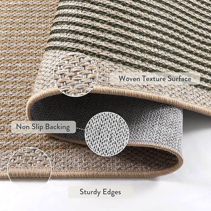 Lahome Rainbow Easy Jute Rug, 2x3 Entryway Rug Indoor Outdoor Front Door Mat, Farmhouse Neutral Non Slip Non Shedding Washable Kitchen Mats for Floor Foyer