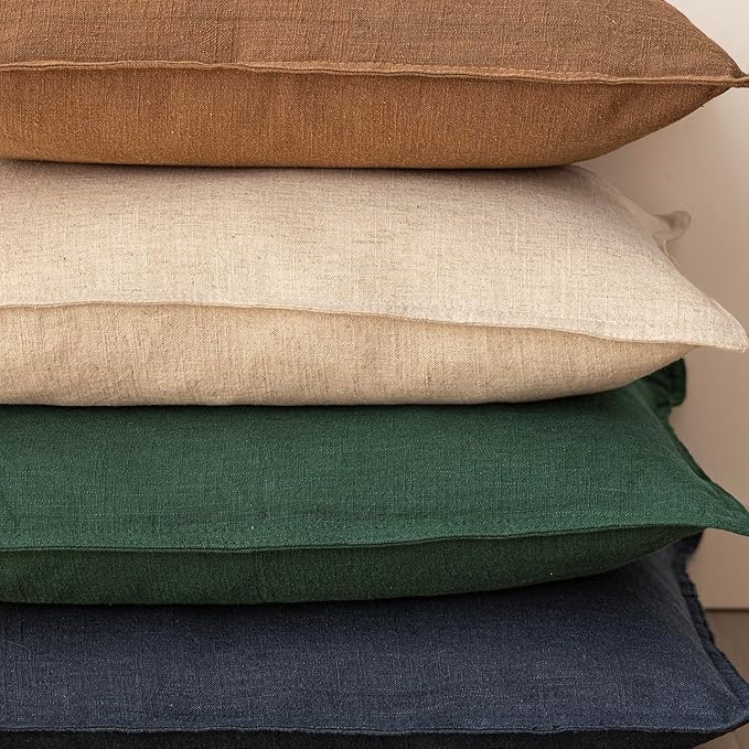 Foindtower Set of 2, Decorative Linen Soild Throw Pillow Covers Soft Accent Euro Cushion Case Farmhouse Neutral Pillowcase for Chair Couch Sofa Bedroom Living Room Home Decor 16 x 16 Inch Pine Green