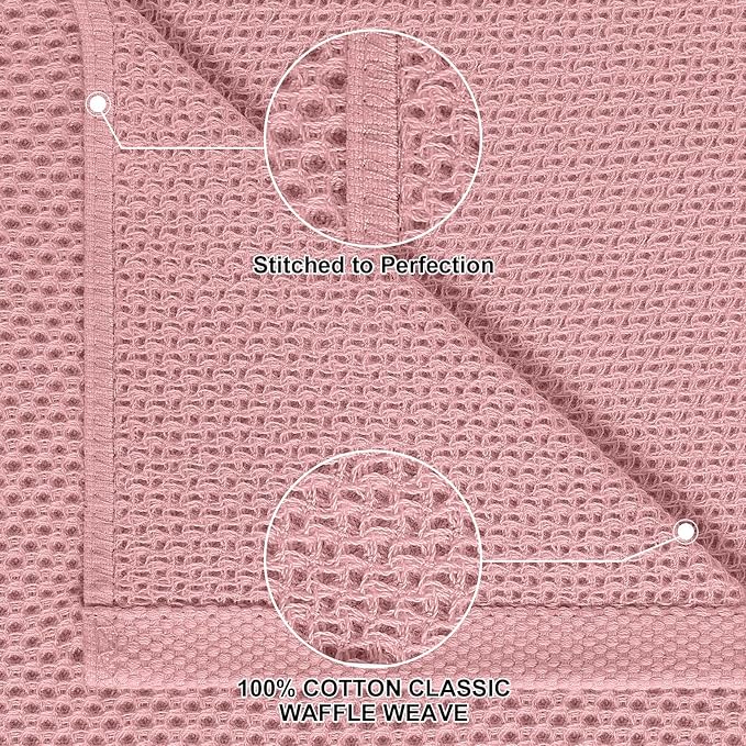 Homaxy 100% Cotton Kitchen Towels and Dishcloths Set, 12 x 12 Inches and 13 x 28 Inches, Set of 12 Bulk Kitchen Towels Set, Ultra Soft Absorbent Dish Cloths for Washing Dishes, Dried Rose