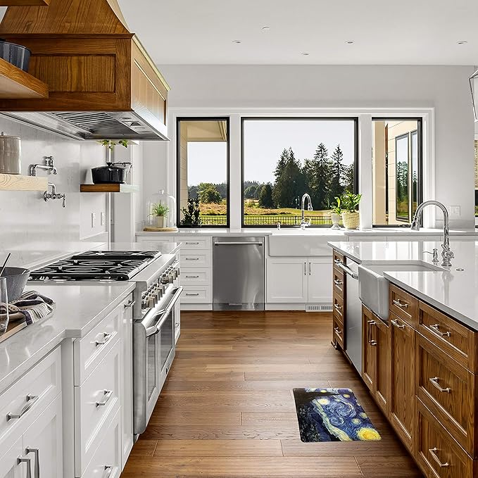 UpNUpCo Artistic Beautiful Anti Fatigue Kitchen Floor Mat - Unique Floor Mats - Pain Relief Padded Kitchen Mats - Floor Mats For In Front Of Sink - Memory Foam 30" X 17.5" X 10mm StarryNight