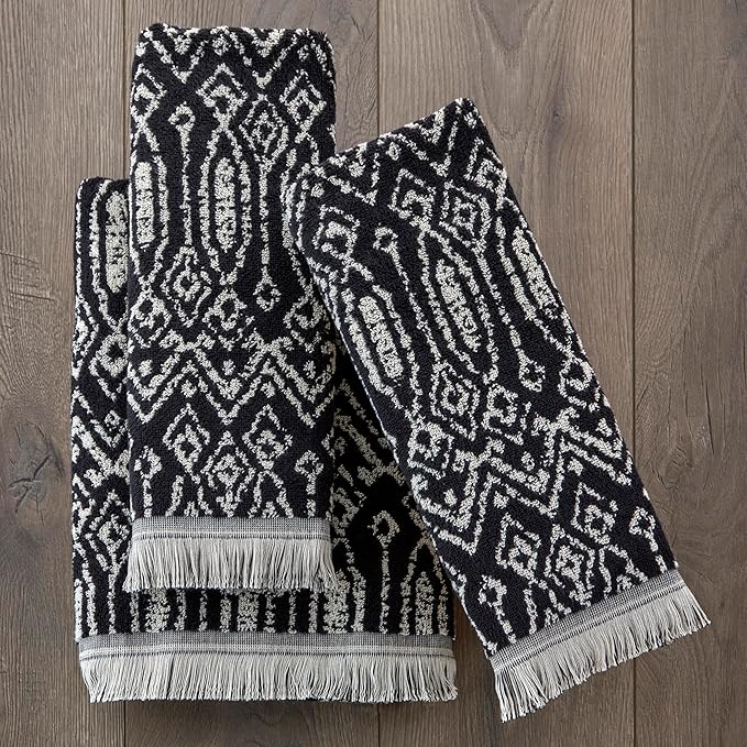 SKL Home Nador Hand Towel, 2-Pack, Black