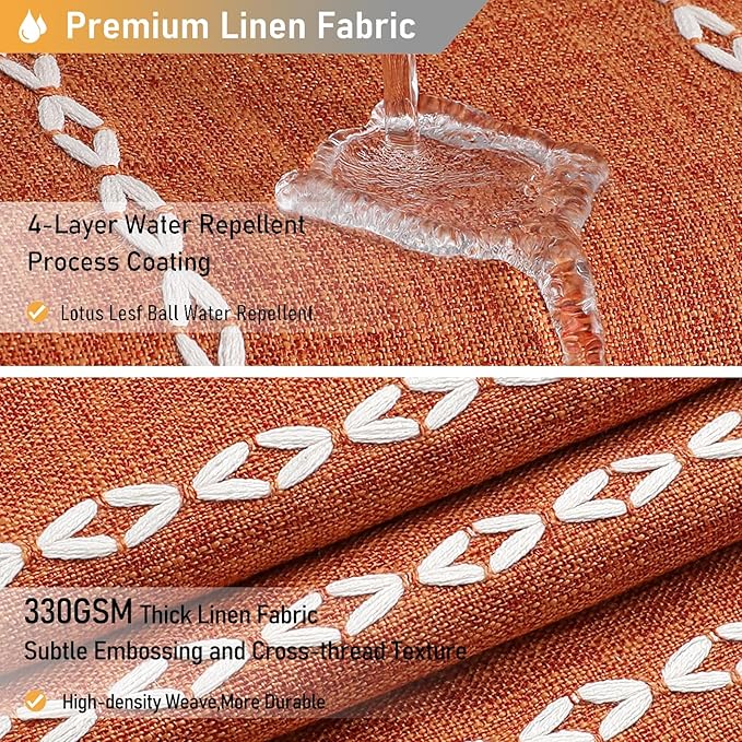 BTTN Boho Shower Stall Curtain - 36x72 Narrow Linen Ultra Thick Striped Tassel Fabric Shower Curtain Set with 6 Hook, Half Modern Farmhouse Cottage Weighted Shower Curtains for Bathroom - Burnt Orange