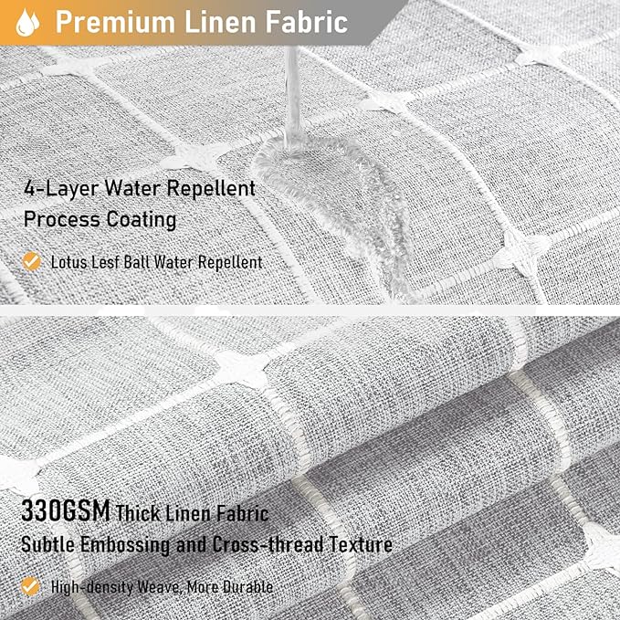 BTTN 78 Inch Long Shower Curtain - Boho Farmhouse Linen Ultra Thick Fabric Shower Curtain Set with Plastic Hooks, Tall Rustic Country Luxury Cloth Shower Curtains for Bathroom Decor, Gray/Grey, 72x78