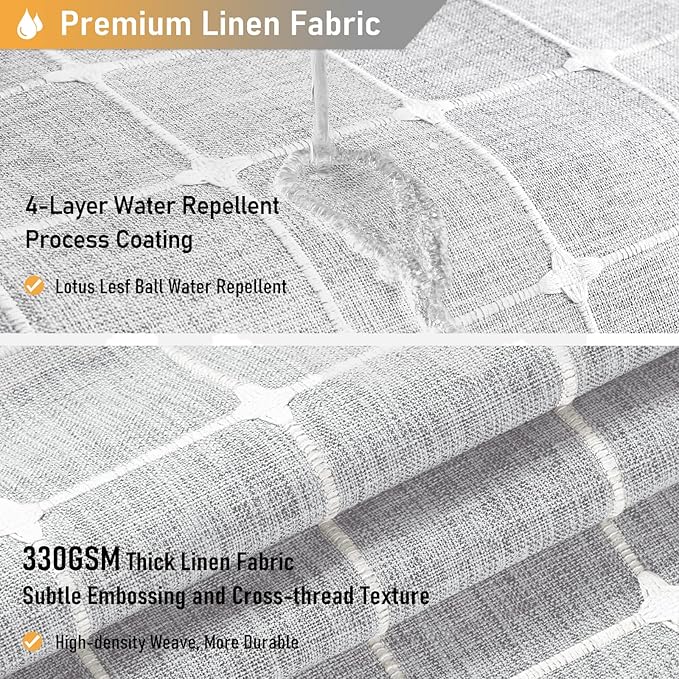 BTTN Extra Long Shower Curtain, 72x84 Inch Long Boho Chic Tassel Linen Fabric Shower Curtain Set with Hooks, Tall Modern Farmhouse Elegant Weighted Thick Cloth Shower Curtains for Bathroom, Gray/Grey