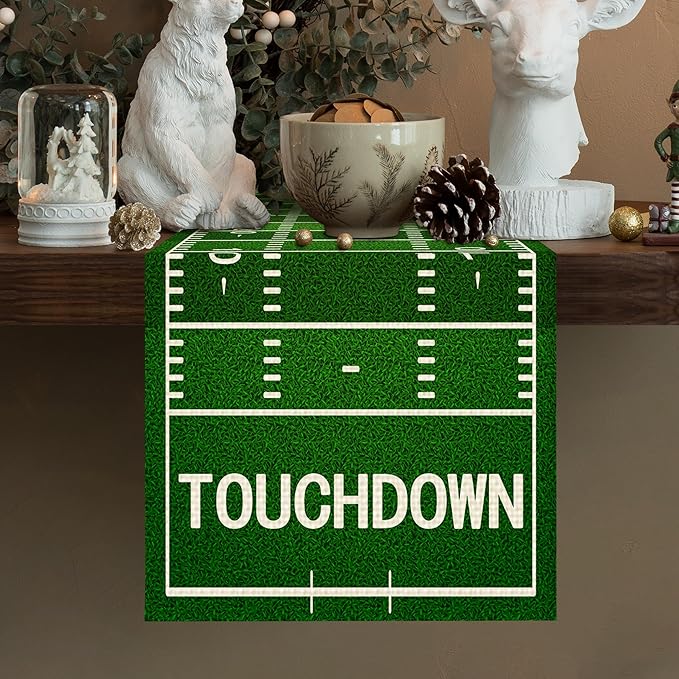 American Football Court Table Runner Seasonal Spring Fall Kitchen Dining Linen Table Decoration for Indoor Outdoor Home Party Dinner 13x72 Inch