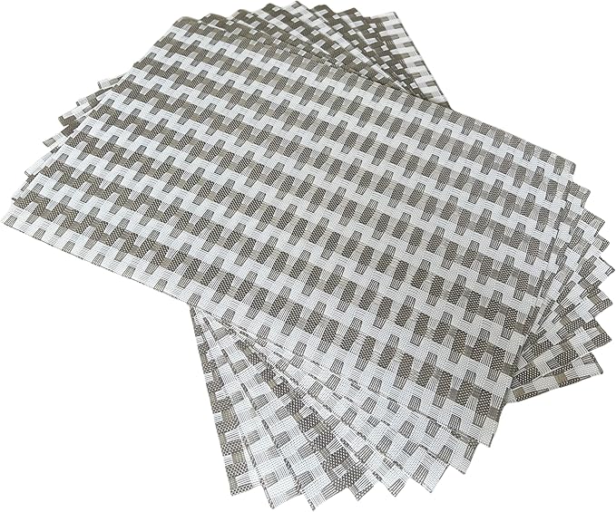 Placemat,Blending Color Durable Woven Vinyl Placemat Washable Heat-Resistant Anti-Skid Kitchen Dining Table Mats (Set of 8, Silver White)