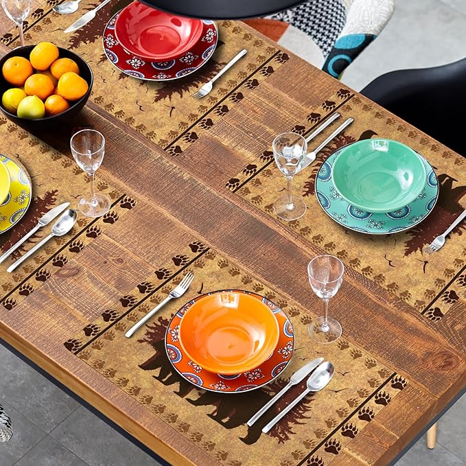 Giwawa 12"x18" Rustic Bear Placemats Set of 4 Vintage Cabin Lodge Wildlife Forest Animal Place Mat Heat Stain Resistant Linen Table Mats for Kitchen Dining Tabletop Farmhouse Picnic Decor