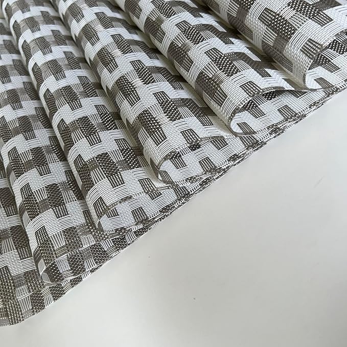 Placemat,Blending Color Durable Woven Vinyl Placemat Washable Heat-Resistant Anti-Skid Kitchen Dining Table Mats (Set of 6, Silver White)