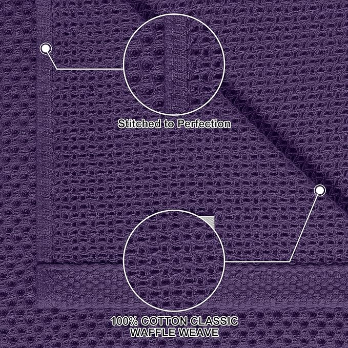 Homaxy 100% Cotton Kitchen Towels and Dishcloths Set, 12 x 12 Inches and 13 x 28 Inches, Set of 8 Bulk Kitchen Towels Set, Ultra Soft Absorbent Dish Cloths for Washing Dishes, Eggplant