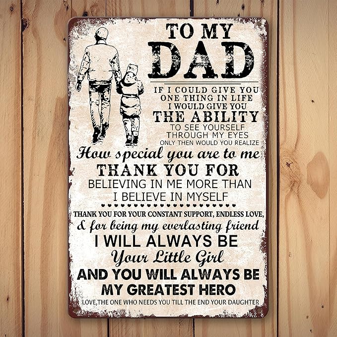 Masleo Vintage Metal Dad Sign, 8 x 12 inches, Decorative Signage for Father's Day or Birthday, Personalized Wall Decor