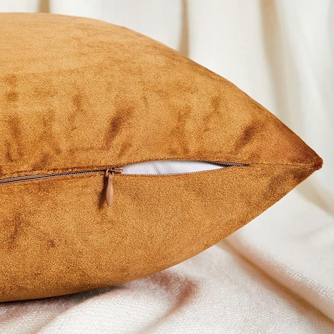 GIGIZAZA Decorative Throw Pillow Covers 16 x 16, Cinnamon Orange Soft Pillow Covers Velvet,Set of 4 Decor Square Cushion Covers