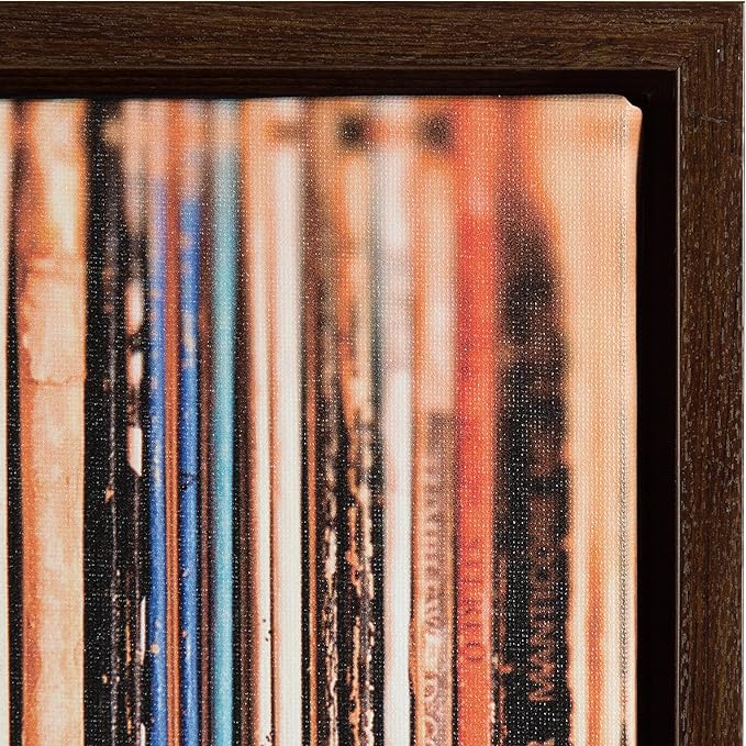 Kate and Laurel Sylvie Record Album Sleeves Framed Canvas Wall Art by Robert Cadloff, 18x24 Walnut Brown