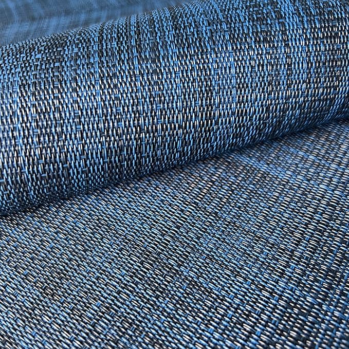 WAZAIGUR Placemats Set of 6 for Dining Table Heat-Resistant Washable Place Mats Woven Vinyl Kitchen Table Mats Easy to Clean,Navy Blue