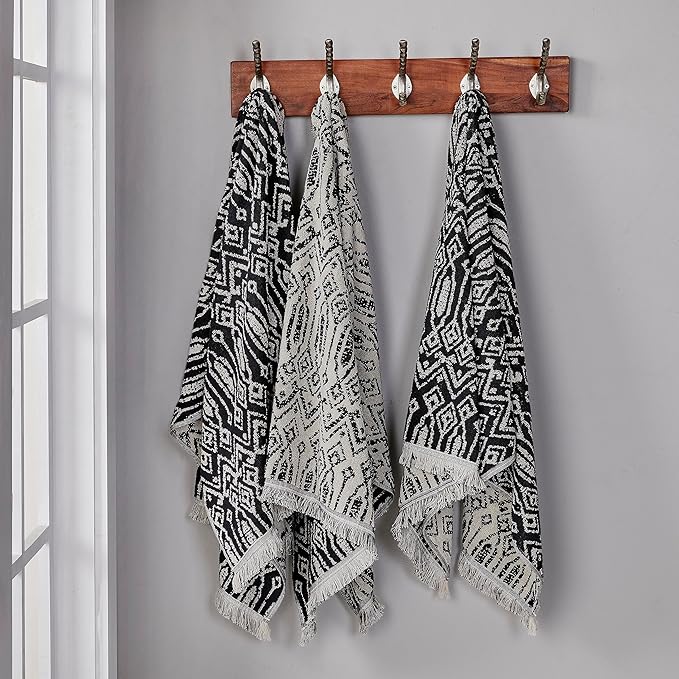 SKL Home Nador 2 Bath, 2 Hand Towel Set, Black