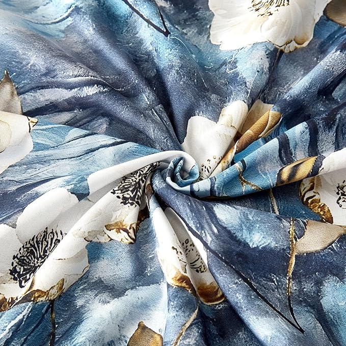 Cupocupa Boho Floral Duvet Cover Twin Set - Watercolor Botanical Microfiber Bedding, Vintage Coastal Style with Hidden Zipper & Corner Ties, Fade/Stain/Wrinkle Resistant (1 Cover + 1 Pillowcase)