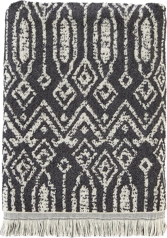 SKL Home Nador Jacquard Bath Towel, Black