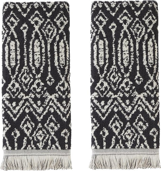 SKL Home Nador Hand Towel, 2-Pack, Black